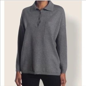 RDI Gray Boyfriend Long Sleeve Polo Shirt Relaxed Fit NEW Size Medium